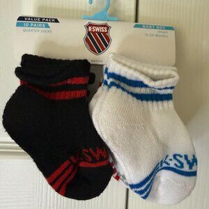 K-Swiss Baby Boys' 10-Pack Quarter Socks 12 - 24 months